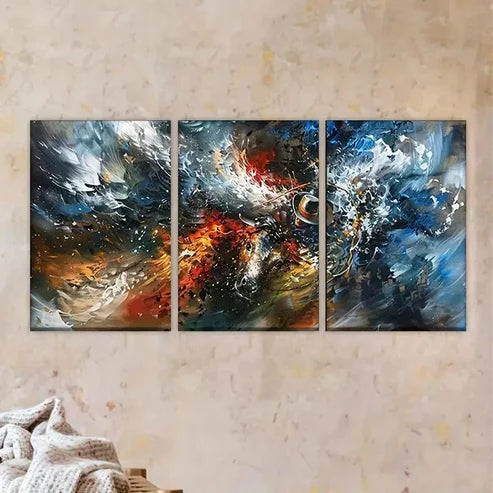 3pcs Black and White Abstract Painting Wall Art Set Canvas Unframed - High Quality Print 100% Australian Made Wall Canvas