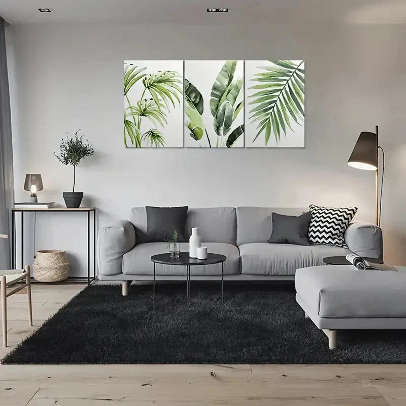 3pcs Palm Leaf Green Botanical Metal Print Ready to Hang Art