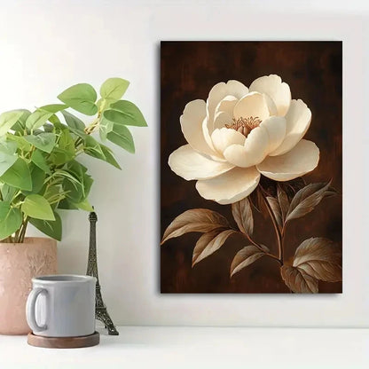 Beautiful Vintage Botanical Peony Painting 40x60cm Metal Print Ready to Hang