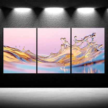 3pcs Beautiful Waves Mural Painting Metal Print Ready to Hang Art