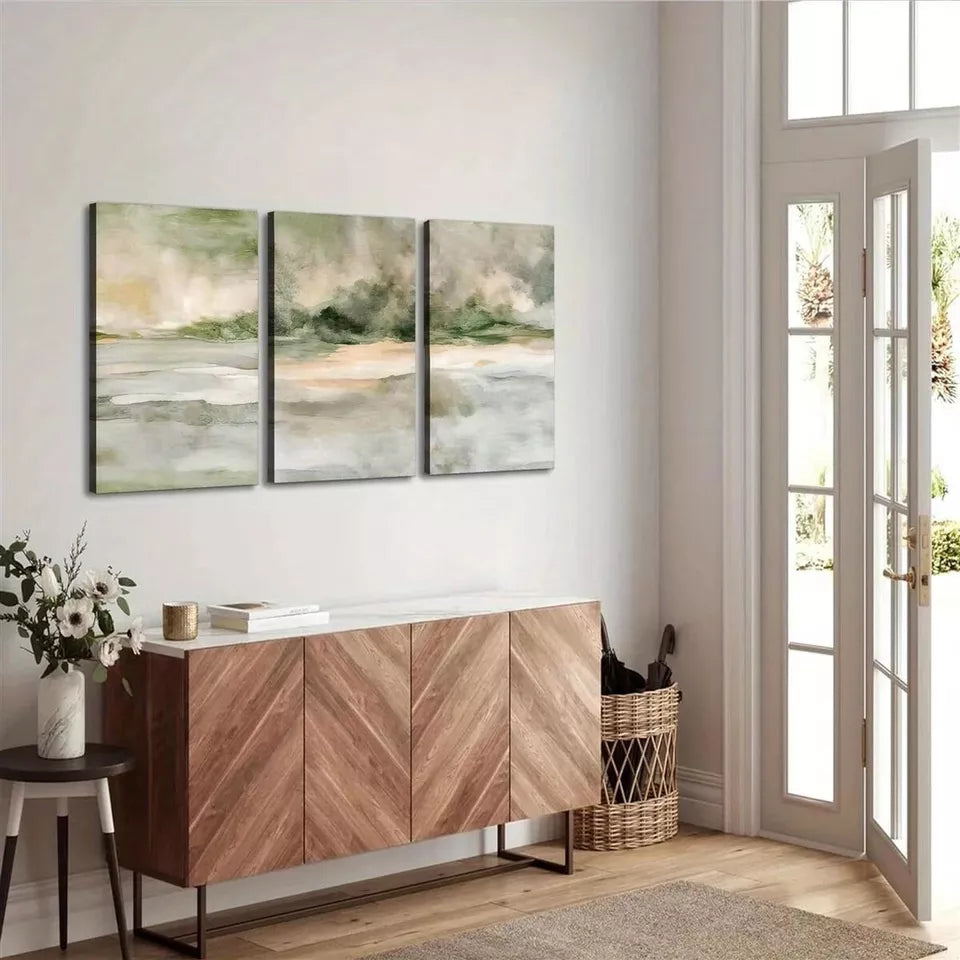 3pcs Modern Neutral Abstract Minimalist Scenery  Wall Art Set Canvas Framed 40x60cm - High Quality Print 100% Australian Made Wall Canvas Ready to Hang
