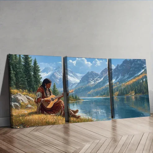 3pcs Girl by the River Scenery Nature Perfect Wall Perfect Wall Art Set Canvas Unframed - High Quality Print 100% Australian Made Wall Canvas