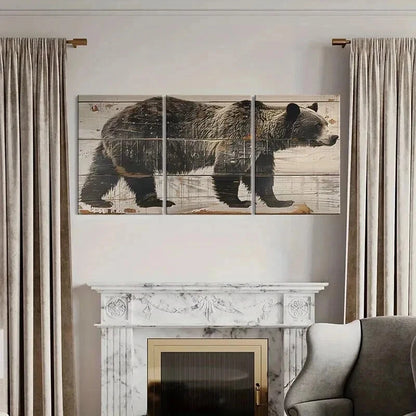 3pcs Bear Farmhouse Style Vintage Wall Art Set Canvas Framed 40x60cm - High Quality Print 100% Australian Made Wall Canvas Ready to Hang