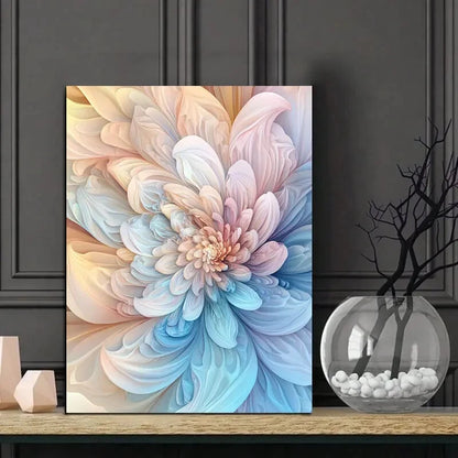 Beautiful Painting of an Abstract Flower Pastel Colors 40x60cm Metal Print Ready to Hang