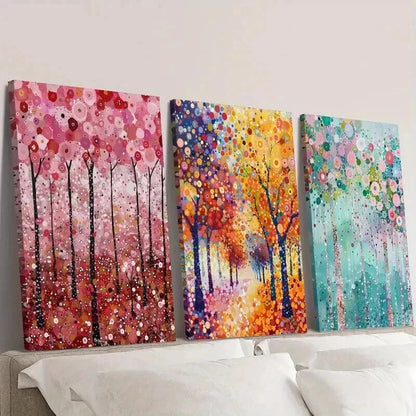 3pcs Abstract Spring Forest Trees Prints Wall Art Set Canvas Framed 40x60cm - High Quality Print 100% Australian Made Wall Canvas Ready to Hang