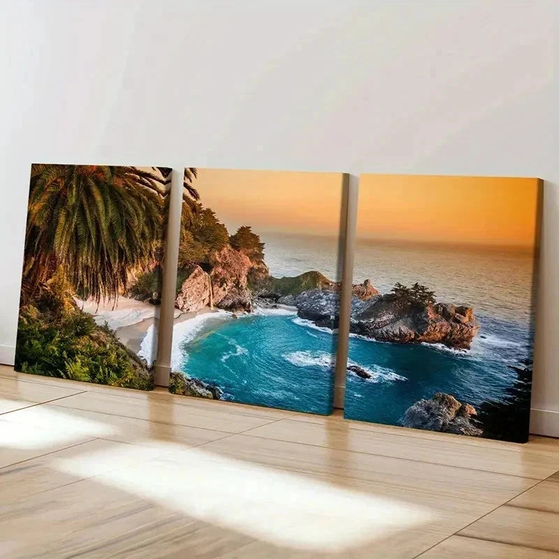 3pcs California Seaside Natural Landscape Wall Art Set Canvas Framed 40x60cm - High Quality Print 100% Australian Made Wall Canvas Ready to Hang