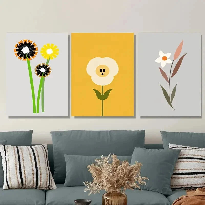 3pcs Modern Floral Abstract Flower Black Wall Art Set Canvas Framed 40x60cm - High Quality Print 100% Australian Made Wall Canvas Ready to Hang