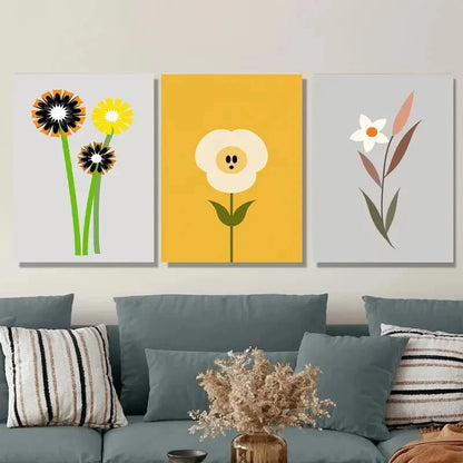 3pcs Modern Floral Abstract Flower Black Wall Art Set Canvas Framed 40x60cm - High Quality Print 100% Australian Made Wall Canvas Ready to Hang