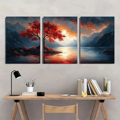 3pcs Acrylic Painting Nature Scenery Metal Print Ready to Hang Art
