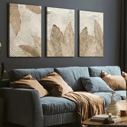 3pcs Abstract Plant Leaves Simple Perfect Wall Art Set Canvas Framed 40x60cm - High Quality Print 100% Australian Made Wall Canvas Ready to Hang
