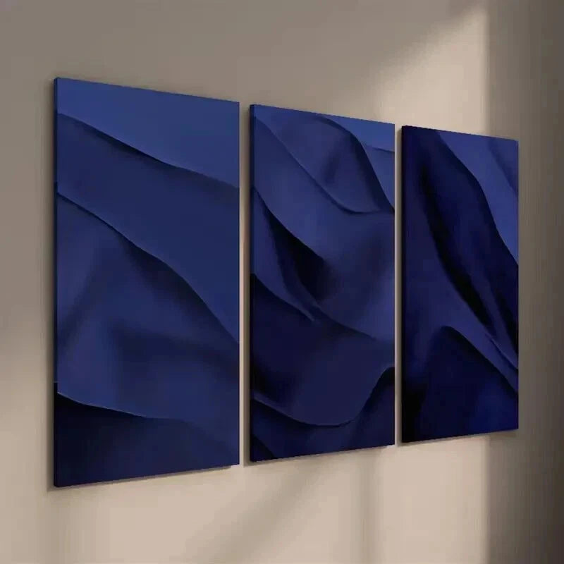3pcs Modern Minimalist Abstract Navy Blue Decor Wall Art Set Canvas Framed 60x90cm - High Quality Print 100% Australian Made Wall Canvas Ready to Hang