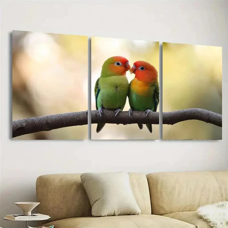 3pcs Lovebirds Wall Art Set Canvas Framed 50x70cm - High Quality Print 100% Australian Made Wall Canvas Ready to Hang