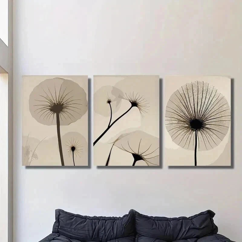 3pcs Botanical Line Floral Orientation Wall Art Set Canvas Framed 40x60cm - High Quality Print 100% Australian Made Wall Canvas Ready to Hang