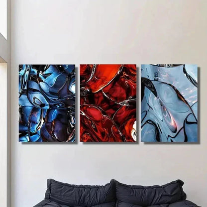 3pcs Shiny Ripple Twisted Fluid Texture Wall Art Canvas Unframed - High Quality Print 100% Australian Made Wall Canvas