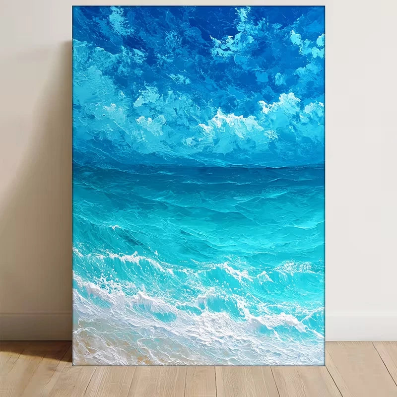 Abstract Watercolor Ocean 60x90cm Metal Print Ready to Hang