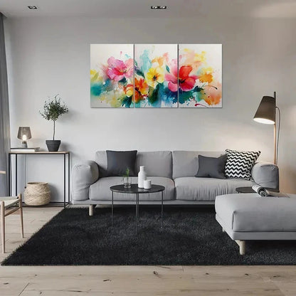 3pcs Abstract Watercolor Flower Painting Metal Print Ready to Hang Art