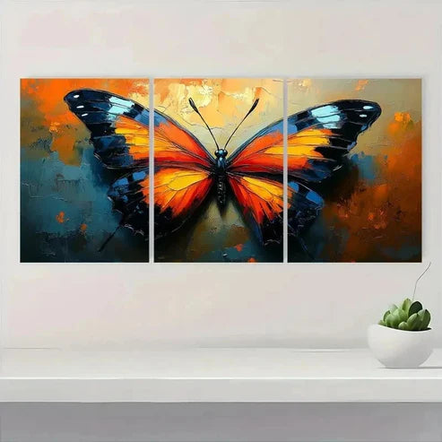 3pcs Vibrant Abstract Butterfly YU  Wall Art Set Canvas Unframed - High Quality Print 100% Australian Made Wall Canvas