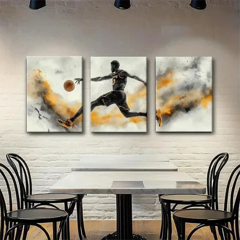 3pcs Basketball Player Action Poster Perfect Wall Art Set Canvas Unframed - High Quality Print 100% Australian Made Wall Canvas