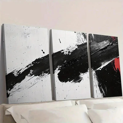 3pcs Black and White Abstract Graffiti Wall Art Set Canvas Framed 40x60cm - High Quality Print 100% Australian Made Wall Canvas Ready to Hang