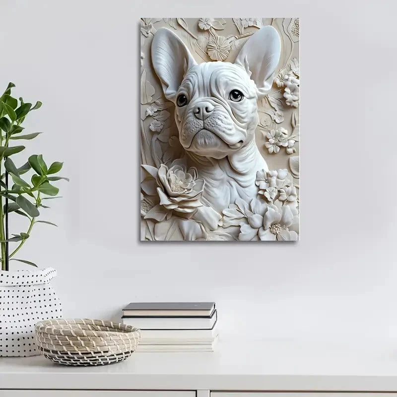 Beautiful French Bulldog Puppy Painting 40x60cm Metal Print Ready to Hang