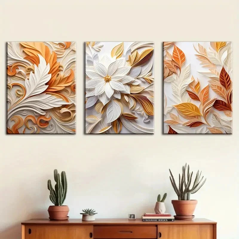 3pcs Abstract Floral And Plant Landscapes Wall Art Set Canvas Framed 40x60cm - High Quality Print 100% Australian Made Wall Canvas Ready to Hang
