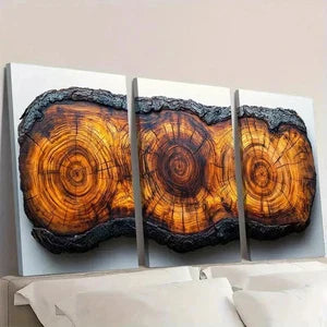 3pcs Tree Ring Prints Beauty R Wall Art Set Canvas Unframed - High Quality Print 100% Australian Made Wall Canvas - Bella Home Decor