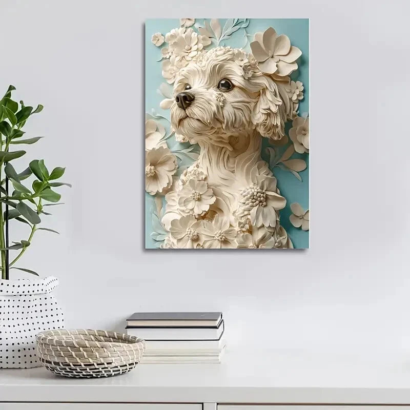 Beautiful Pomapoo Dog Featuring Painting 40x60cm Metal Print Ready to Hang