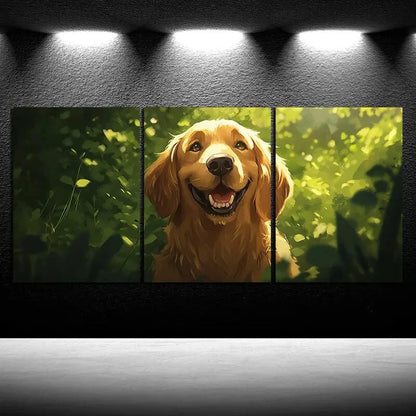 3pcs The Dog in the Grass Series Metal Print Ready to Hang Art