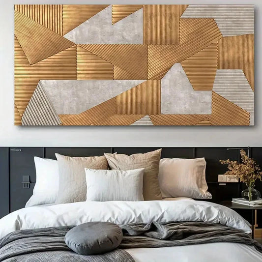 Minimalist Golden Graffiti Wall Art Canvas Office Home Room Framed 120x60cm