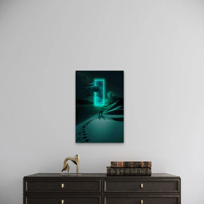 Long Shot Couple Metaverse Date in Dessert Metal Print Ready to Hang