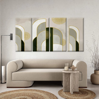 4pcs Modern Geometric and Gold Shapes Abstract Wall Art Canvas Framed 45x80cm - High Quality Print 100% Australian Made Wall Canvas Ready to Hang
