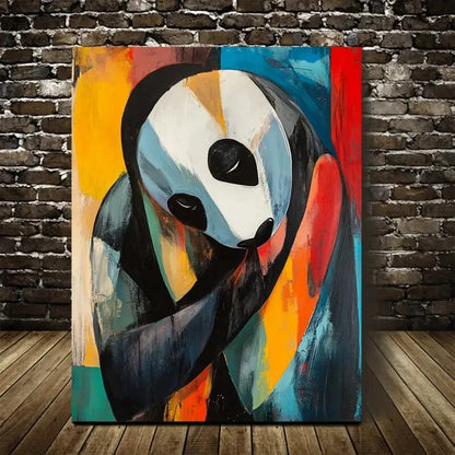 Beautiful Modern Abstract Panda Hug Painting 40x60cm Metal Print Ready to Hang