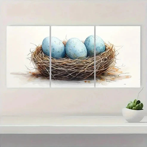 3pcs Nest with Eggs Wall Art Canvas Unframed – High Quality Print 100% Australian Made Wall Canvas