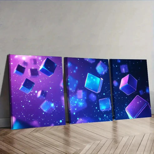 3pcs futuristic technology or gaming Wall Art Set Canvas Unframed - High Quality Print 100% Australian Made Wall Canvas