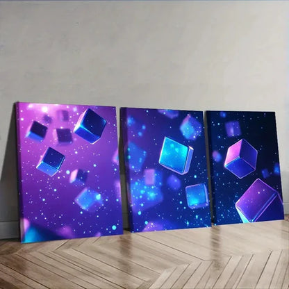 3pcs futuristic technology or gaming Wall Art Set Canvas Unframed - High Quality Print 100% Australian Made Wall Canvas