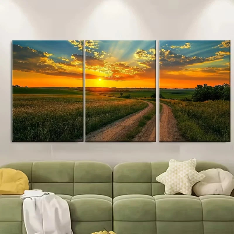 3pcs Kansas Prairie Landscape Prints, Metal Print Ready to Hang Art