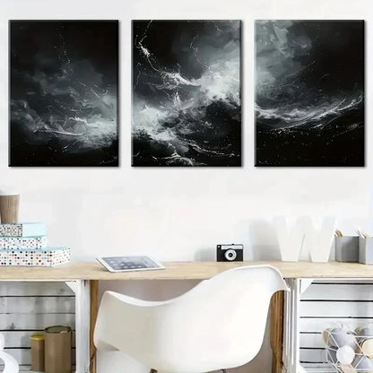 3pcs Abstract Waves And Splashes Perfect Wall Art Set Canvas Framed 40x60cm - High Quality Print 100% Australian Made Wall Canvas Ready to Hang