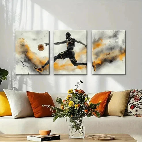 3pcs Basketball Player Action Poster Perfect Wall Art Set Canvas Unframed - High Quality Print 100% Australian Made Wall Canvas