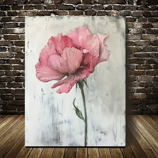 Vibrant Pink Carnation Floral Painting 40x60cm Metal Print Ready to Hang
