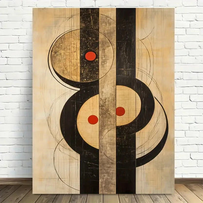 Beautiful Modern Vintage Abstract Geometric Painting 40x60cm Metal Print Ready to Hang