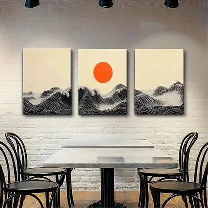 3pcs Black & White Ocean Waves Vibrant Perfect Wall Art Set Canvas Unframed - High Quality Print 100% Australian Made Wall Canvas