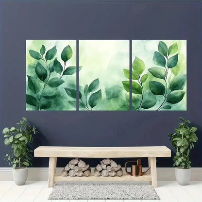 3pcs Botanical Leaf Illustrations Modern Perfect Wall Art Set Canvas Framed 40x60cm - High Quality Print 100% Australian Made Wall Canvas Ready to Hang