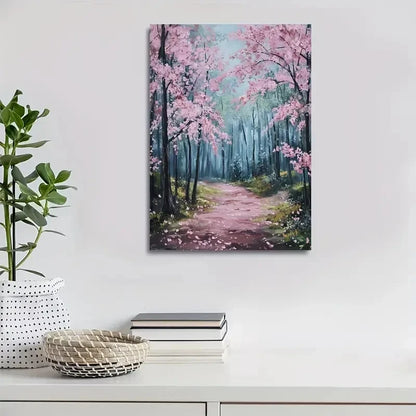 Cherry Blossom Forest Lush Pink Blossom Painting  40x60cm Metal Print Ready to Hang