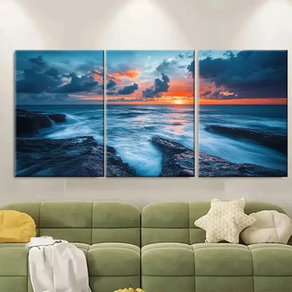 3pcs Godrevy Beach Cornwall Scenic Metal Print Ready to Hang Art