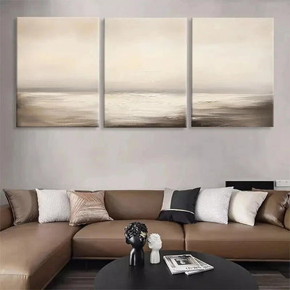 3pcs Calm Ocean Tones Minimalist Décor Perfect Wall Art Set Canvas Framed 60x90cm - High Quality Print 100% Australian Made Wall Canvas Ready to Hang