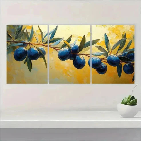 3pcs Botanical Art Olive Tree Wall Art Canvas Unframed - High Quality Print 100% Australian Made Wall Canvas