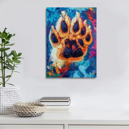 Vibrant Abstract Dog Paw Colorful Painting 40x60cm Metal Print Ready to Hang