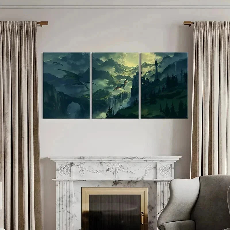 3pcs Magic Castle Forest Scene Decoration Wall Art Set Canvas Framed 40x60cm - High Quality Print 100% Australian Made Wall Canvas Ready to Hang