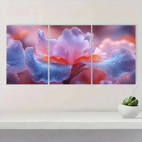3pcs Vibrant Iris Flower Canvas Prints D Wall Art Set Canvas Unframed - High Quality Print 100% Australian Made Wall Canvas