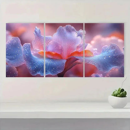 3pcs Vibrant Iris Flower Canvas Prints D Wall Art Set Canvas Unframed - High Quality Print 100% Australian Made Wall Canvas